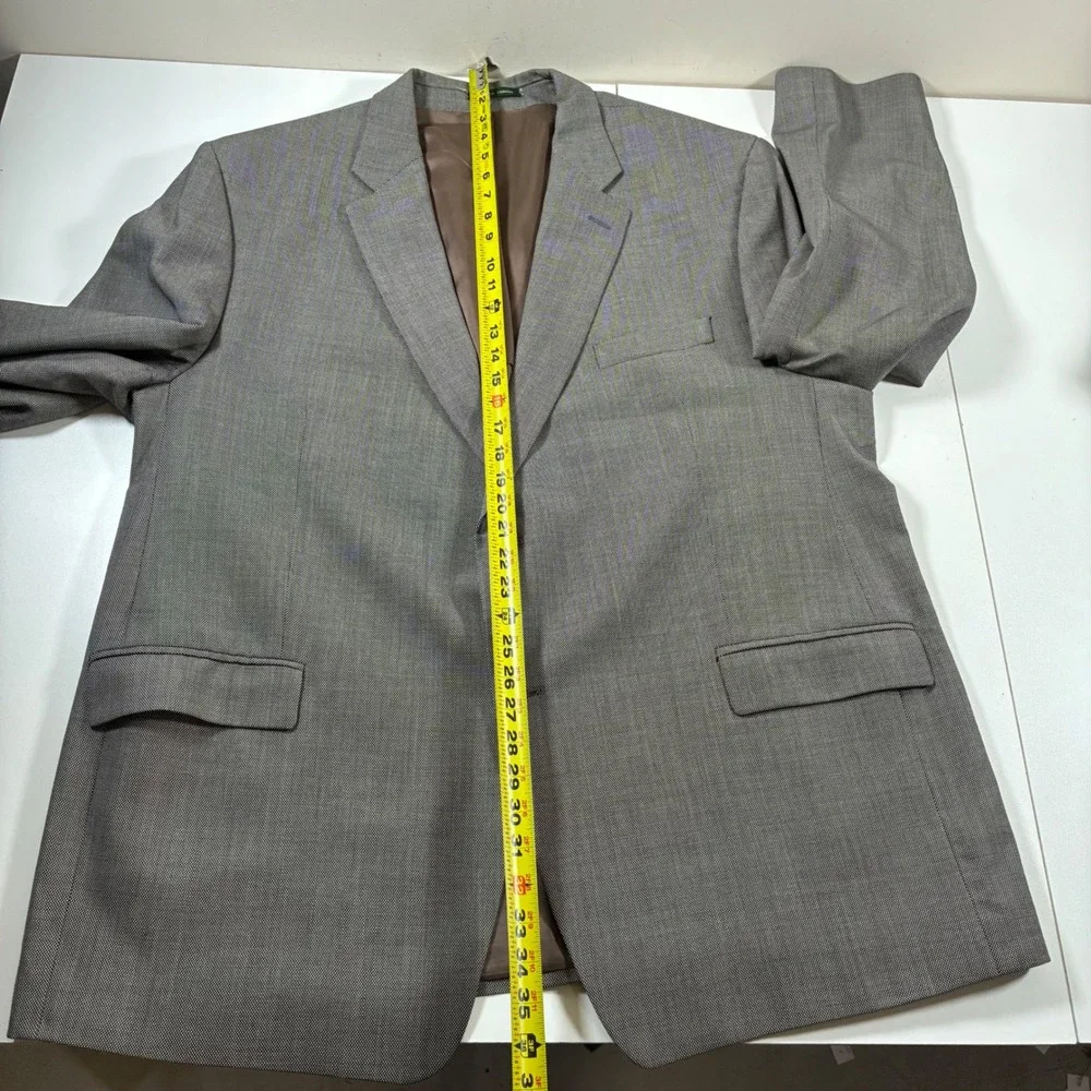 Lauren Ralph Lauren Blazer 50R Grey Micro Check 100% Wool Sport Coat